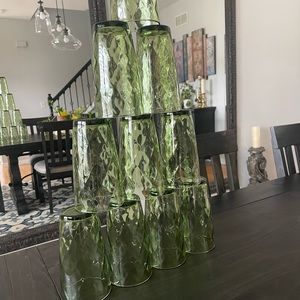 Vintage Atlas El Dorado Avocado Green glasses Diamond Pattern